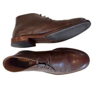 Cole Haan Men 9.5 M Brown Pebbled Leather Chukka Boots C22941 Lace Up Ankle